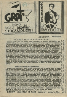 Grot : pismo NSZZ "Solidarność" Stoczniowców. 1984 nr 9