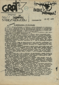 Grot : pismo NSZZ "Solidarność" Stoczniowców. 1984 nr 10