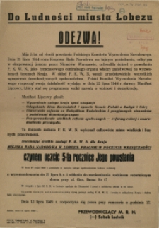 [Afisz] Do Ludności miasta Łobezu Odezwa!