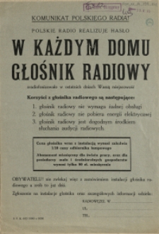 [Afisz] W każym domu głośnik radiowy