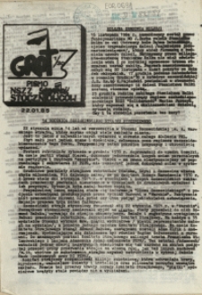 Grot : pismo NSZZ "Solidarność" Stoczniowców. 1985 nr 1