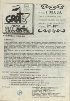 Grot : pismo NSZZ "Solidarność" Stoczniowców. 1985 nr 5-6