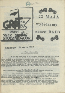 Grot : pismo NSZZ "Solidarność" Stoczniowców. 1985 nr 7-8