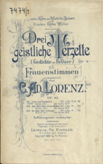 Drei geistliche Terzette : (Gedichte von Fr. Oser) : für Frauenstimmen : Op. 42 No 1, Licht und Finsterniss, lobet den Herrn
