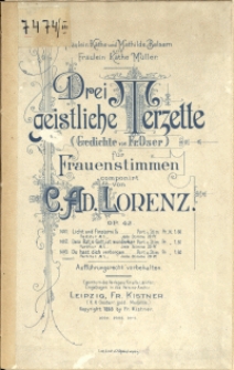Drei geistliche Terzette : (Gedichte von Fr. Oser) : für Frauenstimmen : Op. 42 No 3, Du hast dich verbogen im finstern Zelt