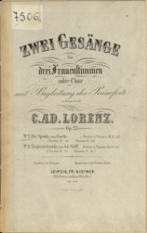 Zwei Gesänge : für drei Frauenstimmen oder Chor mit Begleitung des Pianoforte : Op. 23 No 1, Die Spröde .