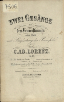 Zwei Gesänge : für drei Frauenstimmen oder Chor mit Begleitung des Pianoforte : Op. 23. No 2, Vergissmeinnicht