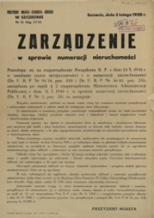 [Afisz] Zarządzenie w sprawie numeracji nieruchomości