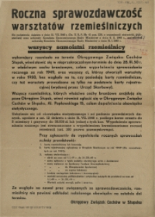 [Afisz] Roczna sprawozdawczość warsztat&oacute;w rzemieślniczych