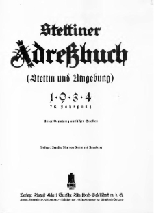 Stettiner Adressbuch : unter Benutzung amtlicher Quellen. J.78, 1934