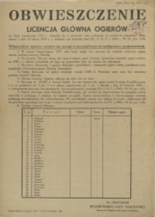[Afisz] Obwieszczenie : Licencja Główna Ogierów