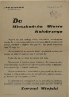 [Afisz] Do Mieszkańców Miasta Kołobrzega