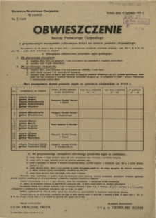 [Afisz] Obwieszczenie Starosty Powiatowego Chojeńskiego o przymusowym szczepieniu ochronnym dzieci na terenie powiatu chojeńskiego
