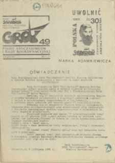 Grot : pismo NSZZ "Solidarność" Stoczniowców. 1985 nr 49