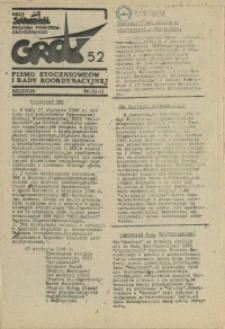 Grot : pismo NSZZ "Solidarność" Stoczniowców. 1986 nr 52