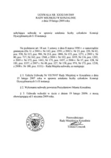 Uchwała Rady Miejskiej w Koszalinie nr XXXI/349/2009