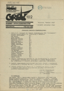 Grot : pismo NSZZ "Solidarność" Stoczniowców. 1989 nr 102