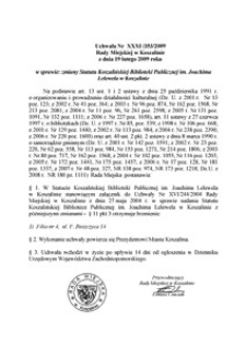 Uchwała Rady Miejskiej w Koszalinie nr XXXI/353/2009