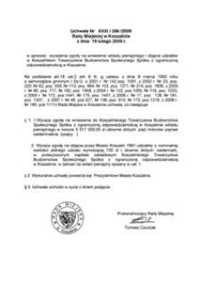 Uchwała Rady Miejskiej w Koszalinie nr XXXI/356/2009
