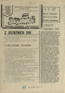 Biuletyn Informacyjny Zarządu "Solidarności" Regionu Pomorza Zachodniego. 1981 nr 35