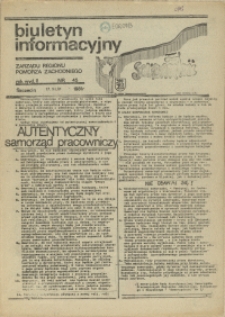 Biuletyn Informacyjny Zarządu "Solidarności" Regionu Pomorza Zachodniego. 1981 nr 45