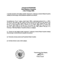 Uchwała Rady Miejskiej w Koszalinie nr XXXI/360/2009
