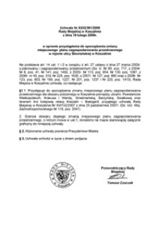 Uchwała Rady Miejskiej w Koszalinie nr XXXI/361/2009