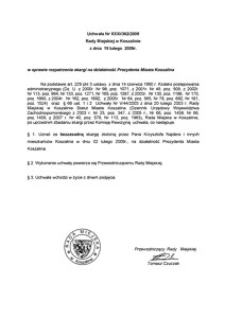 Uchwała Rady Miejskiej w Koszalinie nr XXXI/362/2009