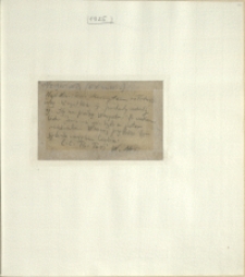 Listy Stanisława Ignacego Witkiewicza do żony Jadwigi z Unrugów Witkiewiczowej. Kartka pocztowa z 10.01.1925