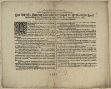 Wahrer Abdruck der Ordinantien, So der [...] Herr Allbrecht, Hertzog zu Friedlandt [...] vor S. F&uuml;rstl. Gn. Soldatesca publiciren lassen. Nach dem rechtem Besiegeltem, und unterschriebenem Original nachgedruckt. Als Bagagie Pferde, sollen al&szlig;bald abgeschafft, und auff keinen mehr Futter, als hernach verzeichnet, gefolget werden [...]. Actum in unserer Residentz Stadt G&uuml;strow, den 30/20 Octobris Anno 1628