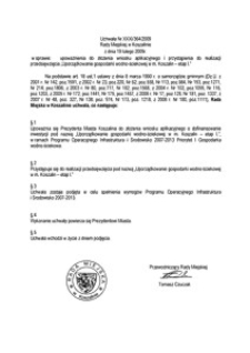 Uchwała Rady Miejskiej w Koszalinie nr XXXI/364/2009