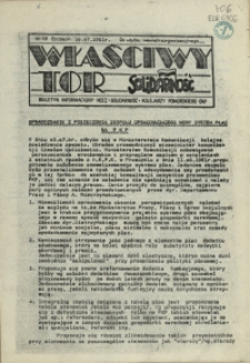 Właściwy Tor : biuletyn informacyjny NSZZ "Solidarność" Kolejarzy Pomorskiego OKP. 1981 nr 19