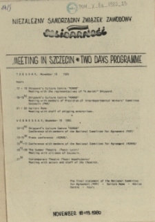 Meeting in Szczecin : two days programme