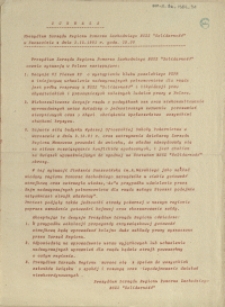 Uchwała Prezydium Zarządu Regionu Pomorza Zachodniego NSZZ "Solidarność" w Szczecinie z dnia 3.12.1981 r. godz. 19.00