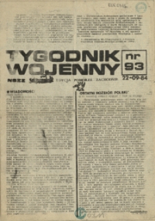 Tygodnik Wojenny : edycja Pomorze Zachodnie. 1984 nr 93