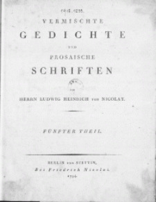 Vermischte Gedichte und Prosaische Schriften. T. 5 [-8]