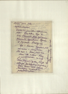 Listy Stanisława Ignacego Witkiewicza do żony Jadwigi z Unrugów Witkiewiczowej. List z 01.10.1926