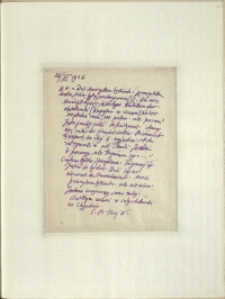 Listy Stanisława Ignacego Witkiewicza do żony Jadwigi z Unrugów Witkiewiczowej. List z 26.11.1926