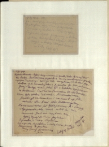 Listy Stanisława Ignacego Witkiewicza do żony Jadwigi z Unrugów Witkiewiczowej. Kartka pocztowa z 24.05.1927.List z 27.05.1927.