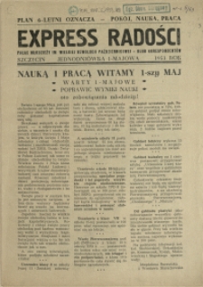 Express Radości : Pałac Młodzieży im. Wielkiej Rewolucji Październikowej: jednodniówka 1-majowa. 1953