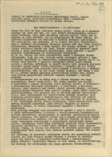 List [Inc.:] otwarty do wszystkich Komitetów Zakładowych Partii, dużych zakładów pracy, Komitetów Wojewódzkich PZPR [...]