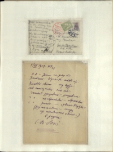 Listy Stanisława Ignacego Witkiewicza do żony Jadwigi z Unrugów Witkiewiczowej. Kartka pocztowa z 03.07.1927. List z 04.07.1927.