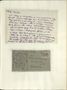 Listy Stanisława Ignacego Witkiewicza do żony Jadwigi z Unrugów Witkiewiczowej. List z 15.08.1927. Kartka pocztowa z 16.08.1927.