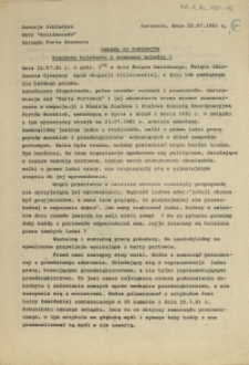 Odezwa do portowców ; Szanowne koleżanki i szanowni koledzy!