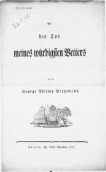 Auf den Tod meines würdigsten Vetters