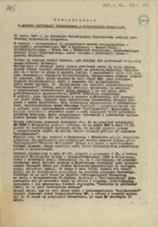 Oświadczenie w sprawie informacji telewizyjnej o wydarzeniach bydgoskich