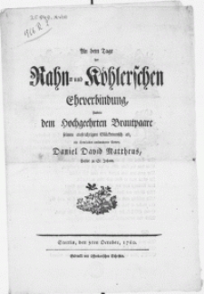 An dem Tage der Rahn-Köhlerschen Eheverbindung