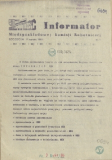 Informator Międzyzakładowej Komisji Robotniczej. 1981 nr 1