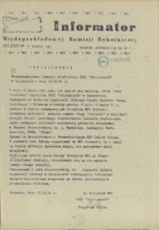 Informator Międzyzakładowej Komisji Robotniczej. 1981 dod do nr 1