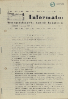 Informator Międzyzakładowej Komisji Robotniczej. 1981 nr 2
